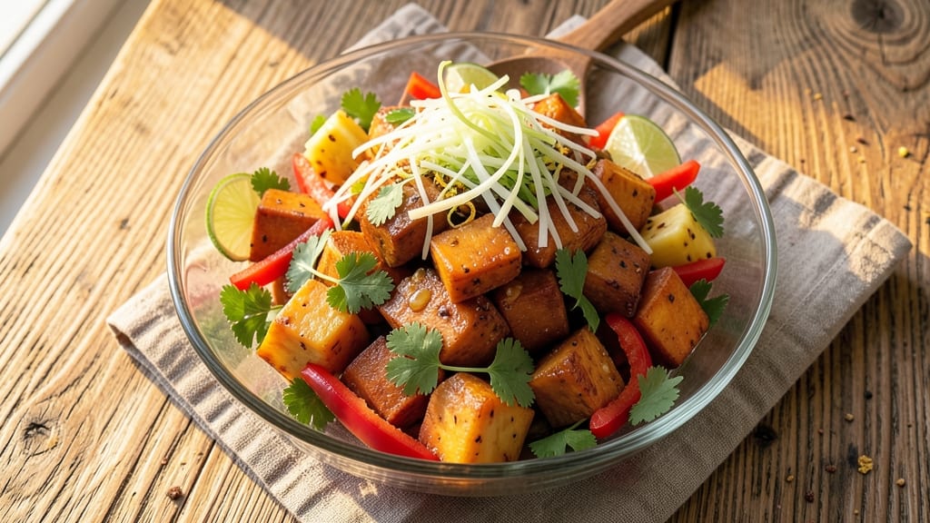 Caribbean Sweet Potato Salad Recipe: Tropical Pineapple and Lime Zing With Crunchy Celery Crowns