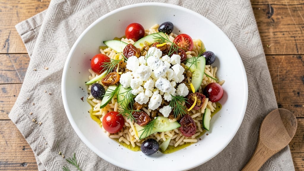 Aegean Pasta Salad Recipe: Sun-Dried Tomato and Feta Brightness