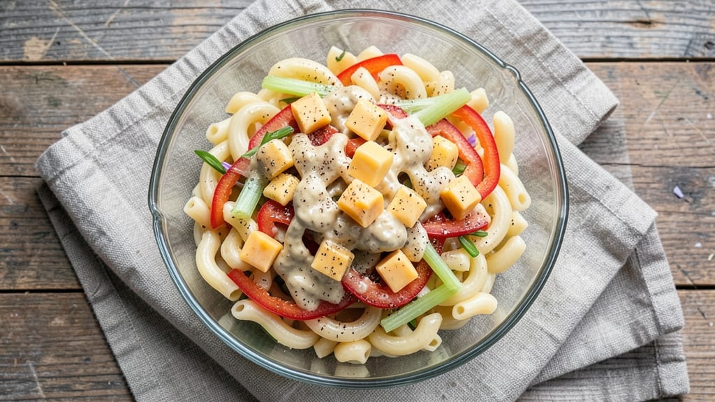 Cheddar Macaroni Salad Recipe with Ranch: Elbows and Creamy Ranch Harmony