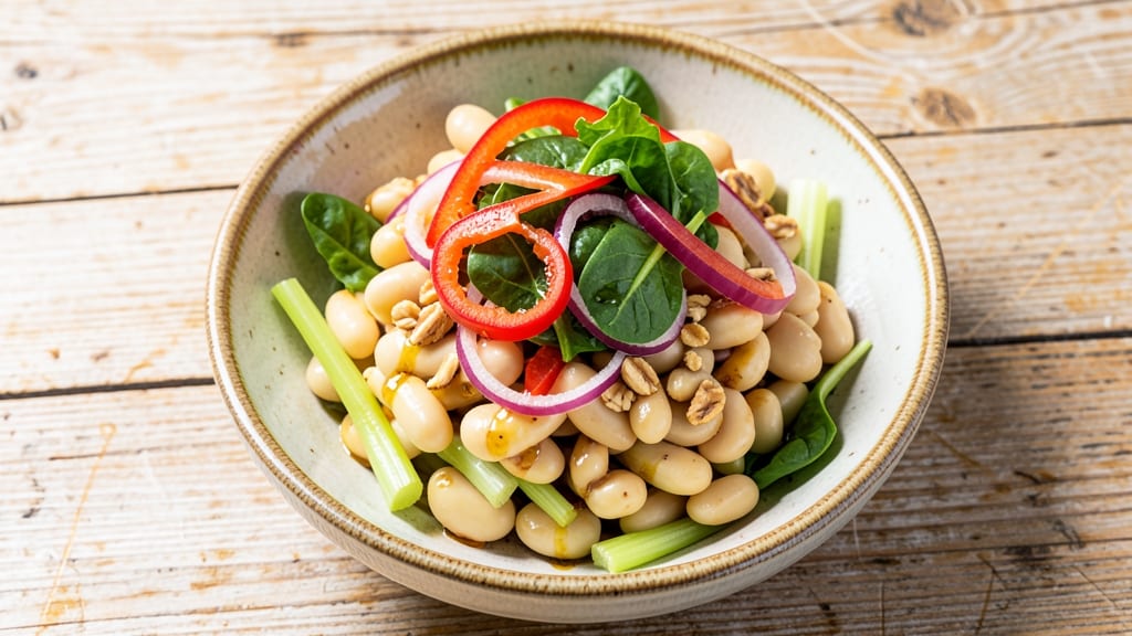 Warm White Bean Salad Recipe: Bright Herb Vinaigrette and Crisp Celery Crowns