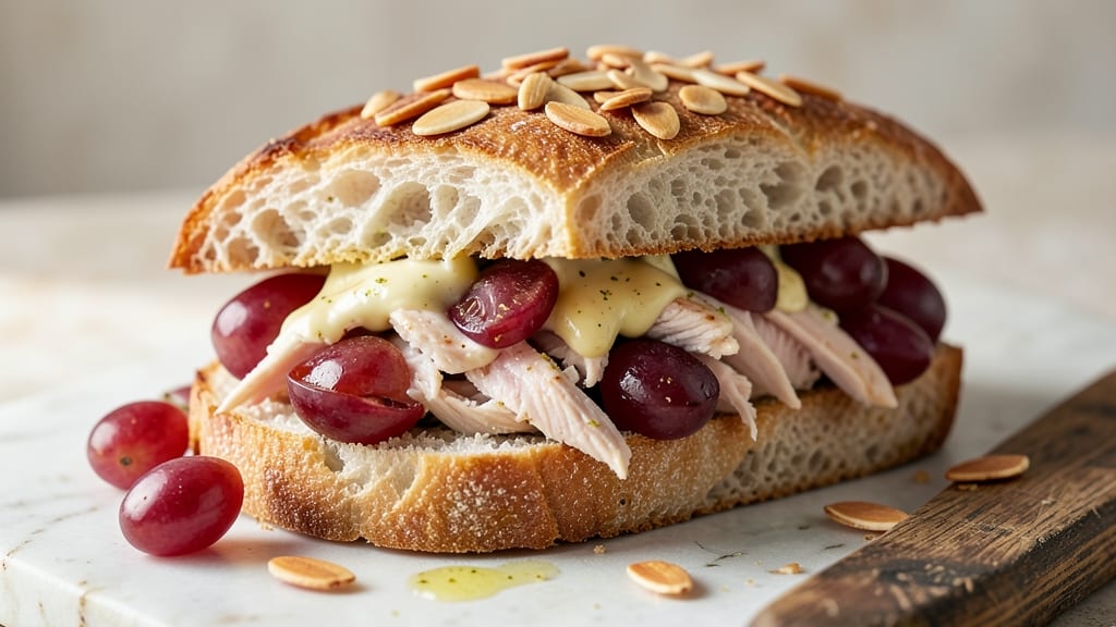 Chicken Salad Sandwich Recipe with Grapes and Almonds: Sweet-Tart Crunch Meets Creamy Herb Bliss