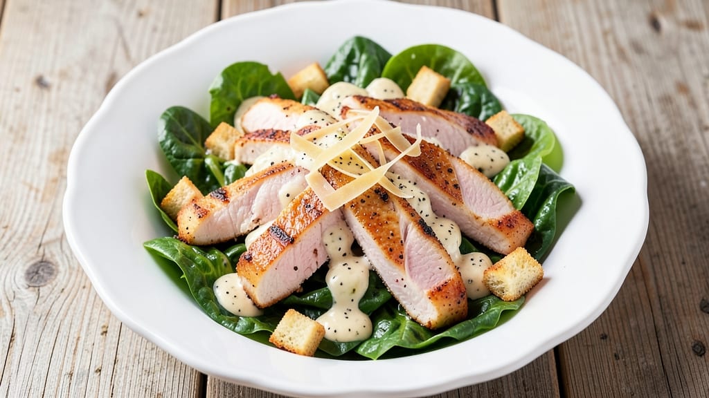 Classic Chicken Caesar Salad Recipe: Crispy Parmesan Croutons and Tangy Anchovy Dressing