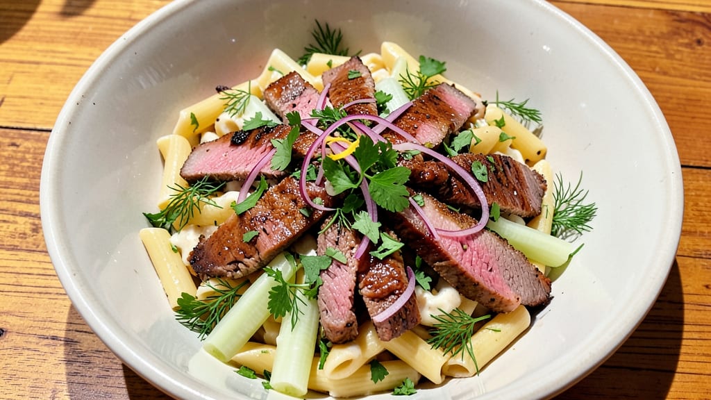 Cold Beef Pasta Salad Recipe: Crisp Celery Crowns and Bold Herb Twist