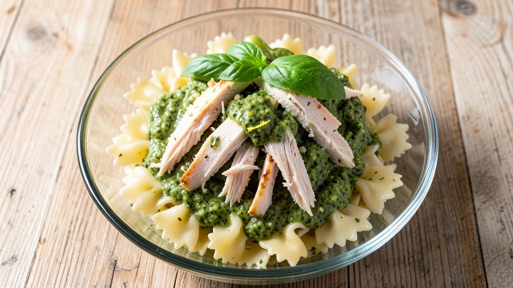 Cold Creamy Chicken Pesto Pasta Salad Recipe: One-Bowl Meal-Prep Magic