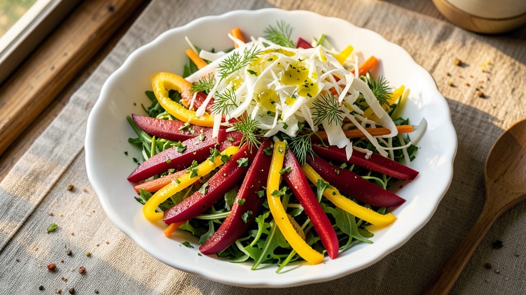 Colorific Salad Recipe: Rainbow Crunch With Creamy Herb Dressing