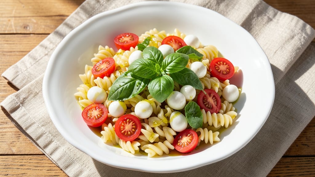 Caprese Macaroni Salad Recipe: Fresh Basil and Cherry Tomato Bliss