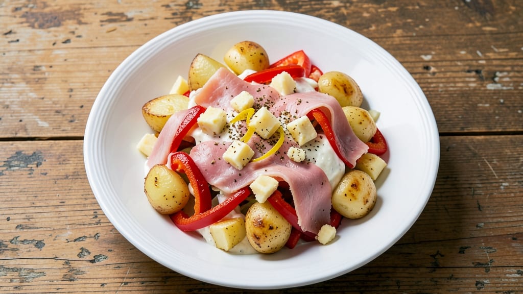 Sweet Peppers and Deli Potato Salad Recipe: Bold Colors and Crunchy Texture Twist