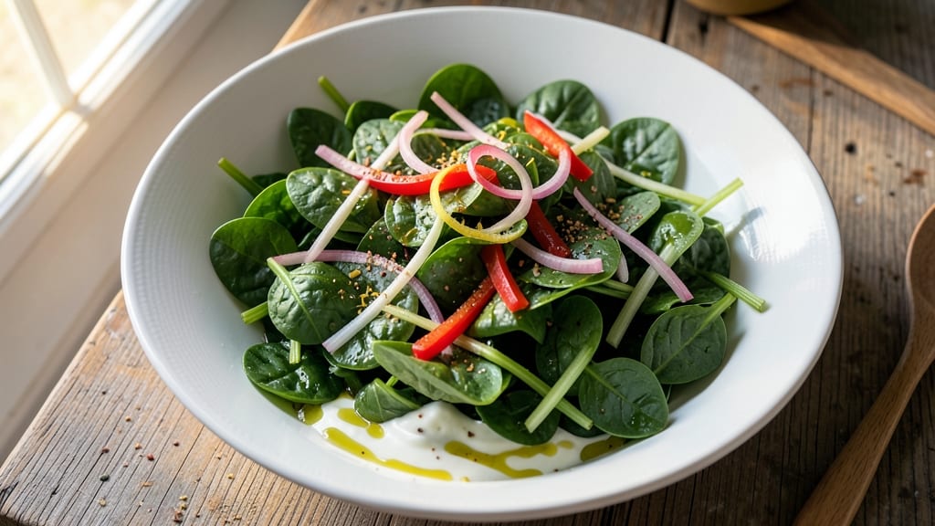 Chopped Spinach Salad Recipe: Crisp Celery Crowns and Creamy Herb Dressing Fusion