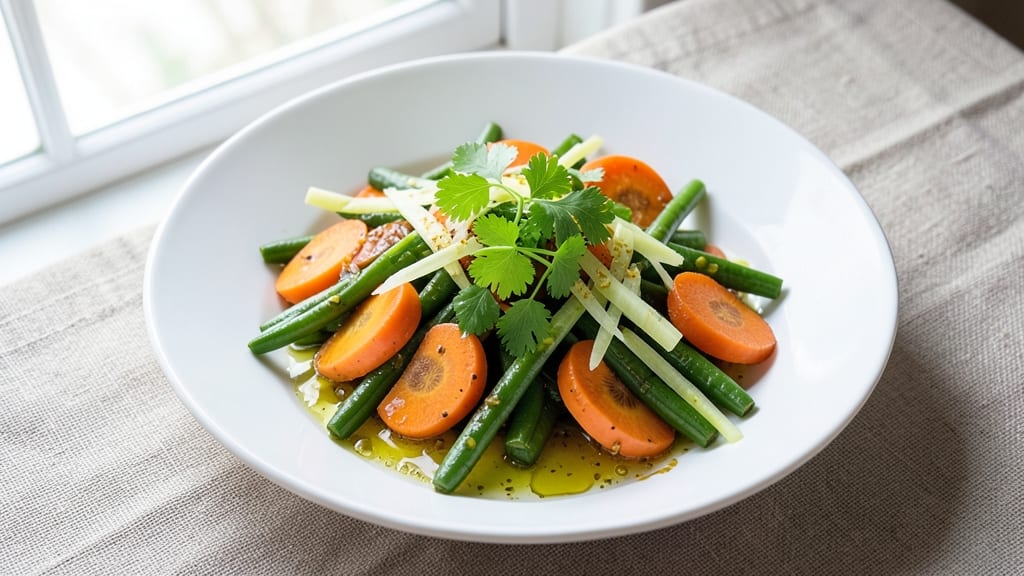 Carrots and Green Beans Salad Recipe: Crunchy Celery Crowns and Citrusy Herb Dressing Twist