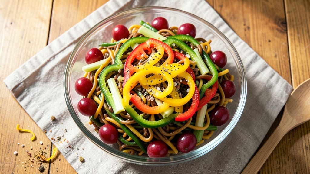 Cold Rainbow Pasta Salad Recipe: Vibrant Colors and Crunchy Celery Crowns