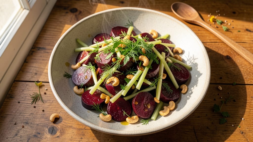 America's Test Kitchen Beet Salad Recipe: Crisp Celery Crowns and Creamy Herb Cheese Fusion With No Mayo