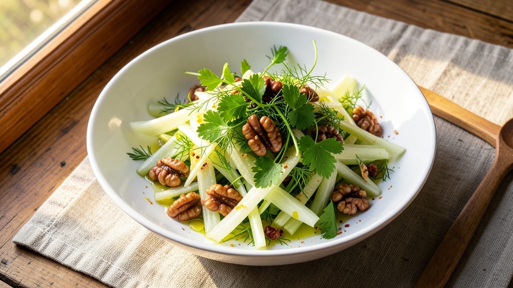 Celery and Walnut Salad Recipe: Crunchy Nutty Bite with Tangy Herb Dressing