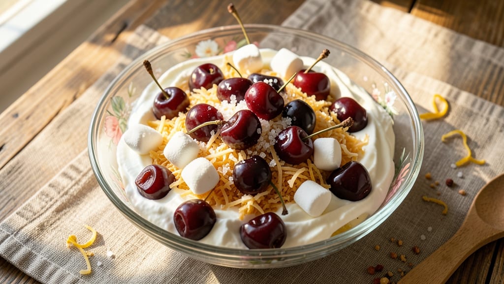 Cherry Ambrosia Salad Recipe: Juicy Cherries and Cream Cheese Layers