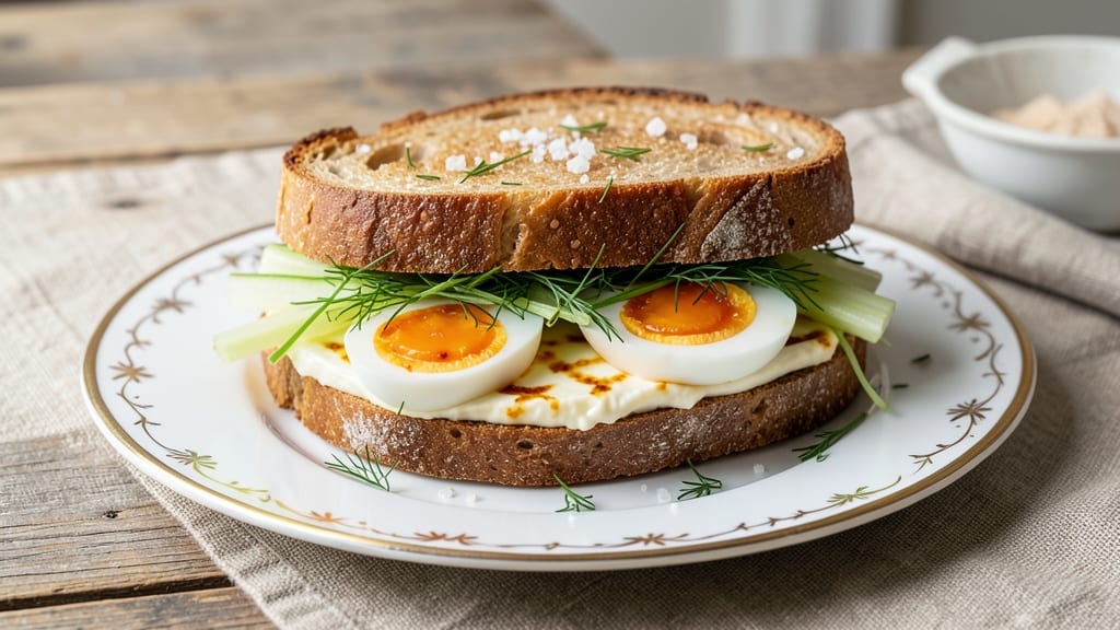 Afternoon Tea Egg Salad Sandwich Recipe: Celery Crown Crunch Meets Herbed Cream Cheese Elegance