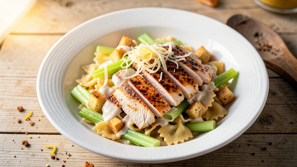 Chicken Caesar Pasta Salad TikTok Recipe: Crispy Celery Crowns and Creamy Parmesan Twist