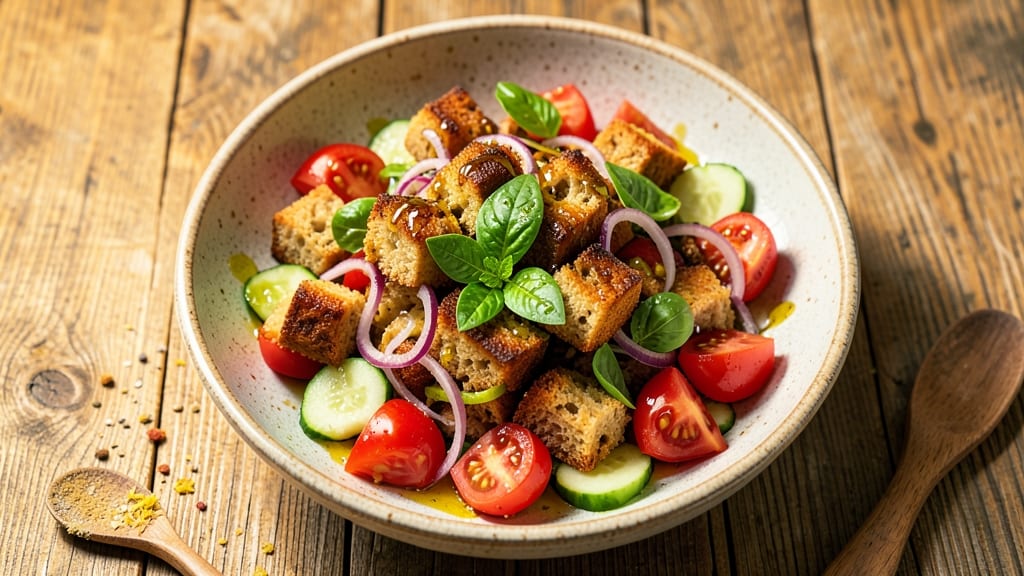 Vegan Panzanella Salad Recipe: Crispy Bread Cubes and Juicy Tomatoes in 20 Minutes