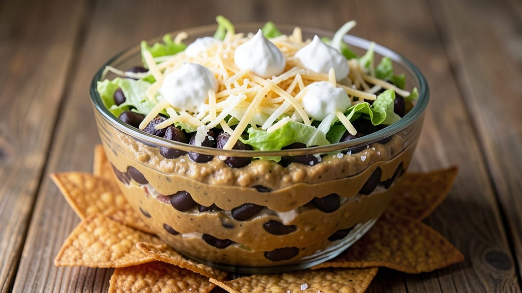 7 Layer Taco Salad Dip Recipe: Layered Fiesta Crunch in One Bowl