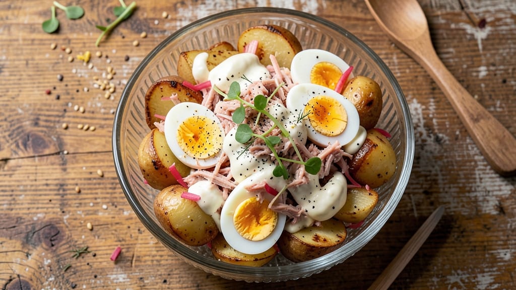 Tuna Egg Potato Salad Recipe: Crunchy Celery Crowns and Fluffy Boiled Eggs